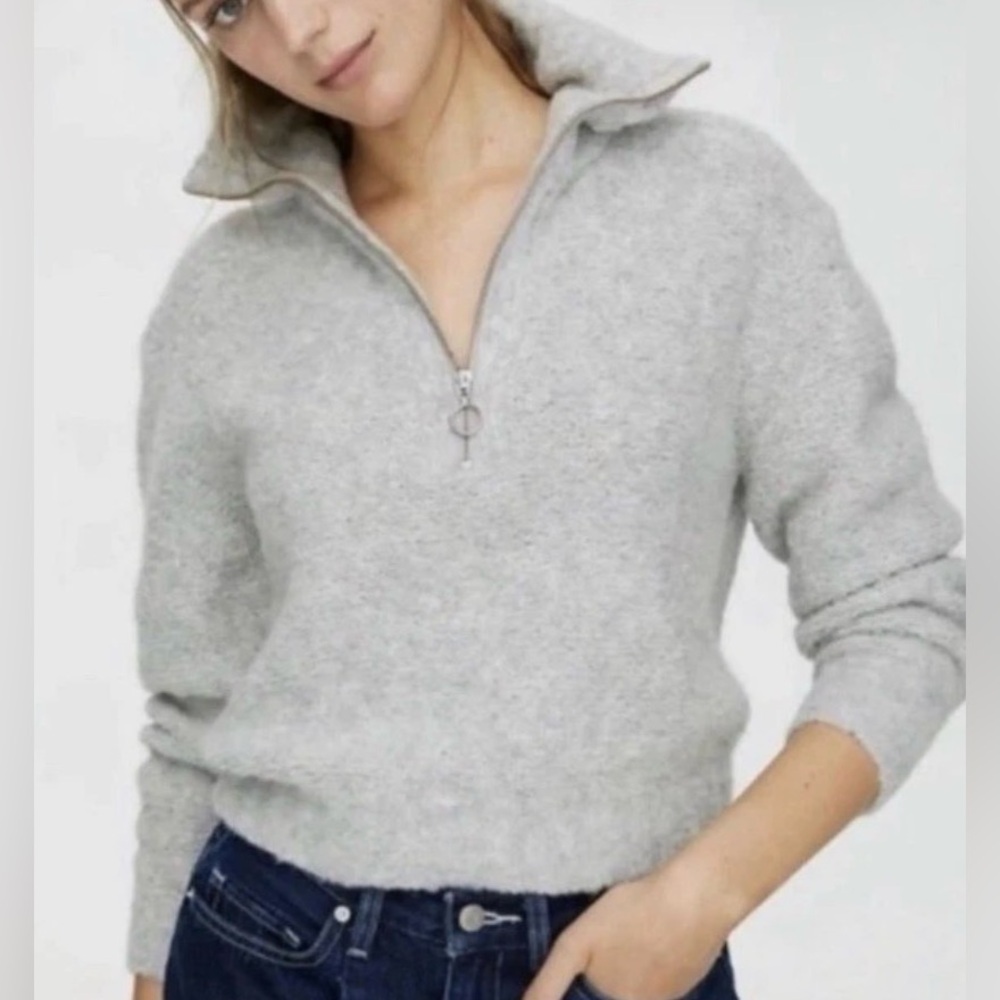 Aritzia | Wilfred Light Gray Half-Zip Turtleneck Sweater